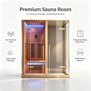 Sauna de Sal de Haloterapia de Espectro Completo con Infrarrojos, Baño de Sauna Exterior, Sauna Combinada de Madera para Exteriores, Cabina de Ducha de Vapor - Product Image 4