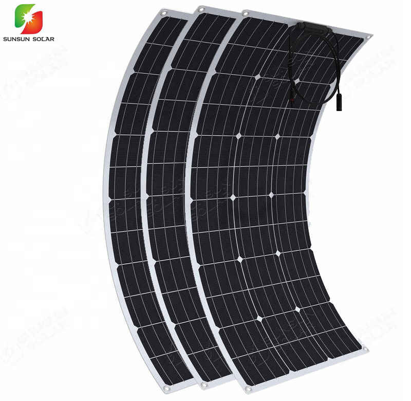 Оптовая продажа, тонкая пленка, монокристаллическая полугибкая солнечная панель ETFE 100 Вт, 18 в, монокристаллические гибкие солнечные панели