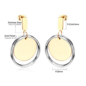 Boucles d'oreilles pendantes de haute qualité à prix compétitif pour femmes, boucles d'oreilles tendance en acier inoxydable plaqué or 18 carats, bijoux PVD - Product Image 3