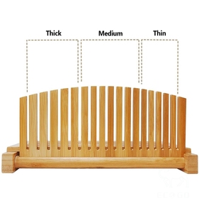 Trancheuse à pain en bambou de qualité supérieure avec plateau à miettes de couteau Guides de tranchage de pain à largeur réglable - Product Image 4