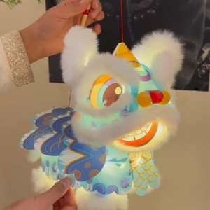 Lanterne de la danse du lion de style chinois du Nouvel An, tendance nationale, artisanale, en papier, design de lion éveillant, pendentif lumineux, printemps - Product Image 5