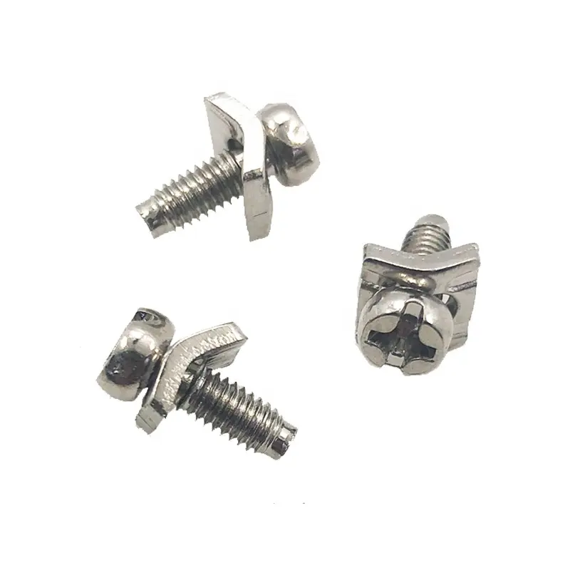 M3.5*7.5 Nickle Plated Iron Sems Screws With Rectangular Washer For Electric Contactor Distribution Strips