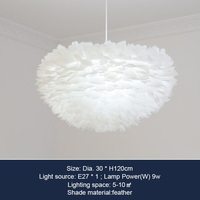 Lustre Suspendu Élégant Vintage et Contemporain, Design Plumes, Lumière Blanc Chaud, Commande par Interrupteur, Idéal Villas et Centres Commerciaux