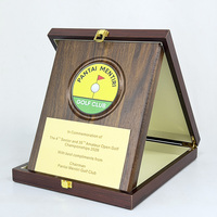 Boîte à certificat en bois brun plaqué or personnalisée 20x25cm, plaque en bois pour récompenses MH-T145