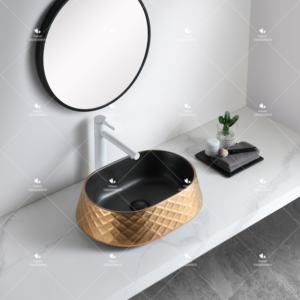 Chaozhou Usine <span class=keywords><strong>Pas</strong></span> <span class=keywords><strong>Cher</strong></span> Prix Galvanoplastie Table Top Forme Ovale Lavabo En <span class=keywords><strong>Céramique</strong></span> À La Main Art Évier pour Salle De Bains - Product Image 2