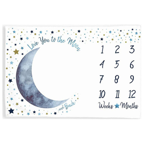 Manta personalizada para regalo infantil, niño, niña, Luna y estrellas, imagen mensual, hito para bebé - Product Image 1