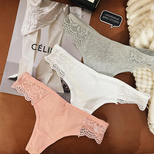 Culotte string en <span class=keywords><strong>coton</strong></span> biologique de haute qualité Sexy sans couture sport <span class=keywords><strong>Tanga</strong></span> dentelle respirant Style quotidien taille XL/une impression disponible - Product Image 1