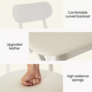 Set di 2 sedie da pranzo moderne con gambe in legno di gomma bianco, sedile in pelle PU largo 22 pollici, capacità di carico di 350 libbre - Product Image 6