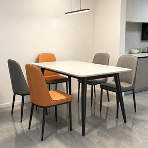 Premium Modern Sintered Stone Rectangular <b>Dining</b> Table <b>Set</b> Wear Resistant PU Leather <b>Chairs</b> Home Hotel <b>Dining</b> Furniture - Product Image 5