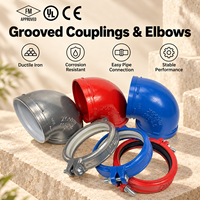 Raccords rainurés peints en rouge en fonte ductile ASTM A536 300 PSI UL FM, coude, té, réducteur pour système de protection incendie par sprinklers