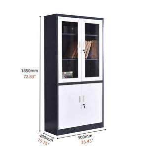 Archivador Metálico Ejecutivo de 2 Puertas de Vidrio y 2 de Acero, Almacenamiento de Doble Acceso para Oficina Corporativa, Banco o Consultorio Legal - Product Image 3