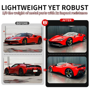 Kit carrosserie de style OEM en fibre de carbone sèche pour Ferrari SF90, enveloppe avant, jupes latérales, évents de garde-boue, seuils de porte, aileron arrière - Product Image 2