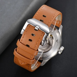 Montre-bracelet <span class=keywords><strong>Parnis</strong></span> automatique mécanique pour homme, réserve de marche, cadran gris, boîtier en acier inoxydable, bracelet en cuir - Cadeau de luxe 2026 - Product Image 4