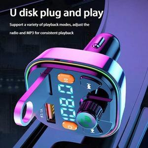Transmisor FM para Auto con Manos Libres, Bluetooth 5.0, Reproductor <span class=keywords><strong>MP3</strong></span>, Modulador, Receptor de Audio, 2 USB, Inalámbrico - Product Image 6