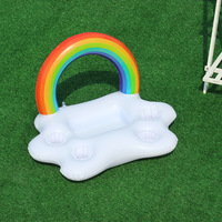 Jouets aquatiques gonflables en forme de nuages arc-en-ciel certifiés CE, porte-gobelets pour bar à glace, plateau à bière, lit flottant en PVC, fabriqué en Chine