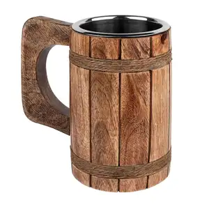 Wooden office mugs Wooden cups Summer handle beer mugs sour dates wooden cups