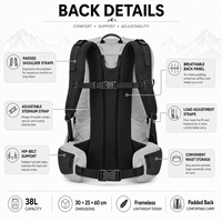 Sac de voyage à enroulement personnalisé 38L, léger et ergonomique, pour la randonnée et les sports de plein air