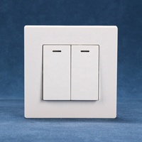 Interrupteur mural européen 2 gangs 1 voie, panneau ignifuge, 10A 250V, certifié CE ROHS EMC, IP22, luxe moderne, indicateur LED