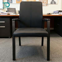 Nouvelle Chaise De Bureau Chaise De Bureau Sans Roue En Cuir PU 4 Quatre Jambes Avec Accoudoir pour Réunion Réception Visiteur Attente Mahjong