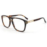 HIGO Monture de Lunettes Double Pont en Acétate Style Vintage de Luxe pour Hommes, Anti-Lumière Bleue, pour Myopie