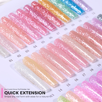 Gel de construction pour ongles pailleté 36 couleurs, sans HEMA, sans chaleur, collection de gels durs certifiés CPSR, vente en gros de gels pour ongles