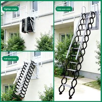 Escabeau télescopique mural en acier au carbone pour grenier, capacité de charge 300 kg, hauteur extensible 12,5 pieds (45-75 cm)