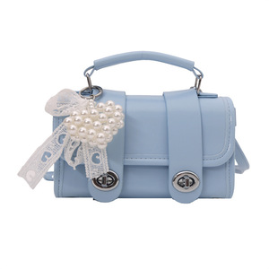 Cute Mini Bag Decorated with Pearl <strong>Bows</strong>, Girly Handbag and Shoulder Bag, Sweet and Compact square Hand Pouch - Product Image 3