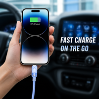 Kabel USB C Double Pony LED Light Up 2A Pengisian Cepat, Kabel USB C Nylon Braided Tahan Lama untuk Pengisian Daya dan Transfer Data Smartphone