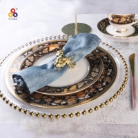 Ensemble Arabe de 72 Pièces, Assiettes et Plateaux de Buffet de Dîner en Relief de Chine Nouvelle Céramique Marocaine Or pour Événements pour Café