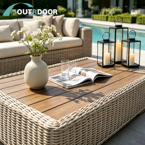 Offre Spéciale : Ensemble <span class=keywords><strong>de</strong></span> Canapés Modernes d'Extérieur en Rotin PE, Résistant aux Intempéries, Idéal pour Ferme, Patio, Cour, Hôtel, Parc – Écologique et Anti-UV - Product Image 6