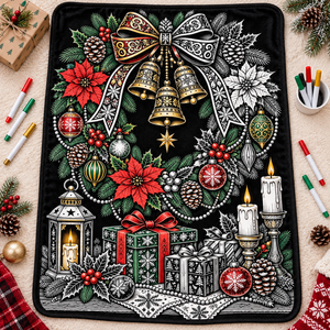 Custom Pattern Christmas DIY Coloring Throw Blanket Double Layer <b>Flannel</b> Fleece Home Decor Winter Family Activity Kids Gift - Product Image 3