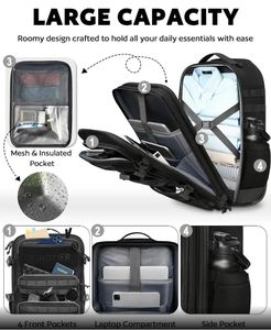 Sac à dos tactique à roulettes pour ordinateur <span class=keywords><strong>portable</strong></span> de 17 pouces, sac d'affaires de voyage à roulettes, bagage à main approuvé par la compagnie aérienne pour les voyages de travail - Product Image 5