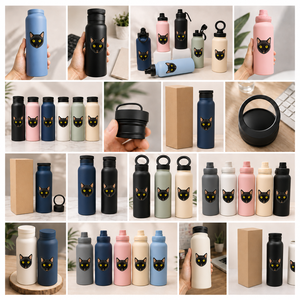 Botella de Agua de Viaje de Acero Inoxidable con Estampado de Dibujos Animados de Gatitos Personalizada, Libre de BPA, Aislamiento Térmico de 12-24 Horas, Tapa con Anillo Magnético - Product Image 4