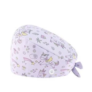 Bonnets chirurgicaux dentaires doublés satin avec boutons, imprimés motifs de dessins animés, pour infirmières, respirants, pour le personnel médical et les salons de beauté - Product Image 5