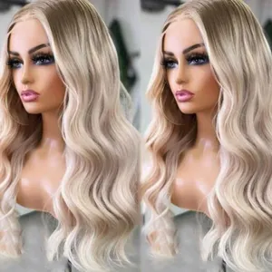 Ombre Blonde Natural Wave Human Hair Wigs Pre Pluck Virgin Brazilian Lace Front Wigs Human Hair For Black Women