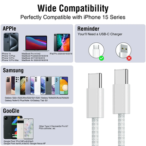 สายชาร์จเร็ว 60W USB-C to USB-C หุ้มด้วยไนลอน ตัวนำทองแดงแท้ สำหรับโทรศัพท์ 16/17 Max Pro พร้อมกล่องบรรจุภัณฑ์ - Product Image 6