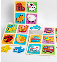 Papan Puzzle 3D Edukasi Anak Usia Dini Balok Bangunan Kayu untuk Melatih Berpikir bagi Anak Laki-laki dan Perempuan
