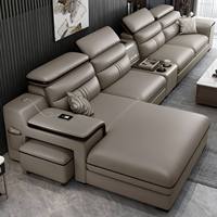 Canapé d'angle modulaire en cuir véritable de haute qualité au design moderne, inclinable, en forme de L, pour salon de luxe