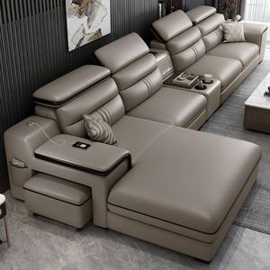 Sofá Seccional de Cuero Genuino Reclinable de Diseño Moderno y Alta Calidad, en Forma de L, Modular, de Lujo para Sala de Estar - Product Image 5