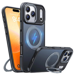 Coque pour iPhone 17 Pro Max avec support rotatif amortissant, pivot magnétique, protection intégrale, anti-chute - Product Image 1