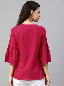 Coton flammé Patch travail haut pour femmes Boho Chic décontracté été Blouse confortable coloré Style de tous les jours avec motif décoration - Product Image 3
