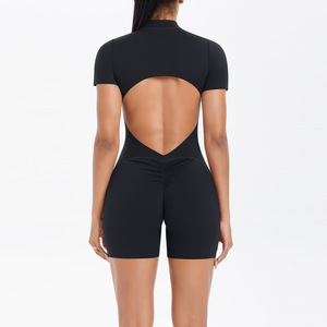 Body sans manches pour femmes exercice manches courtes <span class=keywords><strong>combinaison</strong></span> zippée sur le devant coupe ajustée barboteuse <span class=keywords><strong>combinaison</strong></span> de yoga - Product Image 6