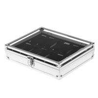 Boîte de rangement de montre en aluminium, taille personnalisée, boîte de rangement de luxe verrouillable avec couvercle en verre, pièces