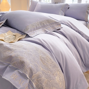 Autumn Winter Thickened 200 Count Pure Cotton Brushed Four Piece <b>Bedding</b> <b>Set</b> Light Luxury Plants And Flowers Pattern Breathable - Product Image 3