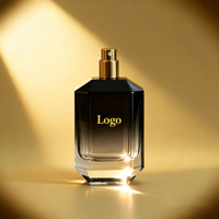 Vente en gros de flacons de parfum en verre transparents vides avec logo personnalisé, dégradé noir, 50 ml, 100 ml, flacon de parfum avec bouchon