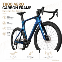 Vélo de route en fibre de carbone T800 700C Racing Wheeltop EDS TX 24 vitesses Frein à disque hydraulique Pneus 700x28C Roues en alliage