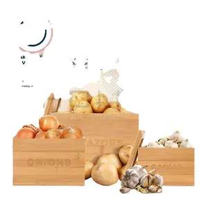 도매 감자와 양파 저장 대나무 상자 부엌 냉장고 나무 공예 상자