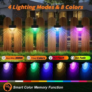 Luces Solares para Cercas Exteriores, 10 Colores Cambiables, LED 5050, Lámpara Impermeable para Escaleras, Luz Solar para Terraza, Patio y Camino - Product Image 2