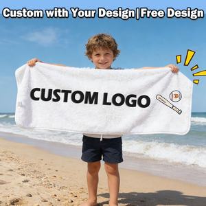 Serviette de plage en coton de luxe de qualité supérieure, motif floral personnalisé, logo brodé, hypoallergénique, serviettes de bain douces pour bébé - Product Image 1