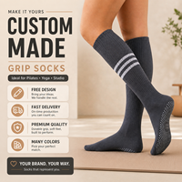 Chaussettes de yoga antidérapantes personnalisables en coton respirant, longueur genou, avec grip, pour Pilates et sport, en jacquard tricoté sur mesure